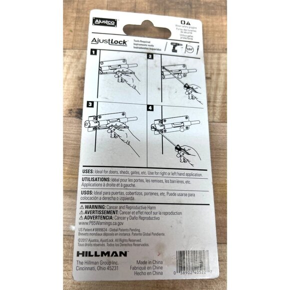 Ajustlock Adjustable Barrel Bolt 4" Black Outdoor 1 Piece - Picture 2 of 2